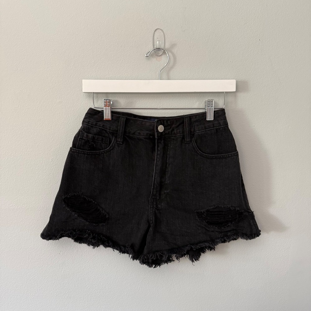 Hollister Ultra High Rise Relaxed Vintage Shorts 3" Denim Jean Black Size 1 25